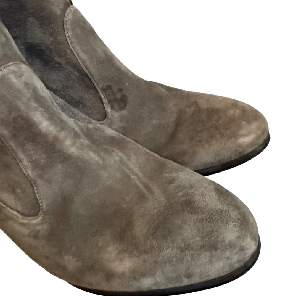 Stuart Weitzman Gray Microsuede Stretch Ankle Tie… - image 2